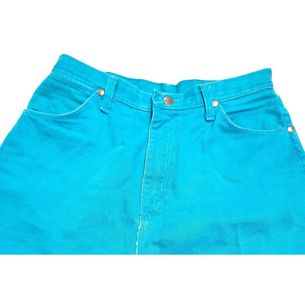 Vintage Wrangler Womens14 High Rise Straight Leg Jeans Teal USA Made 13MNRM - Picture 4 of 10